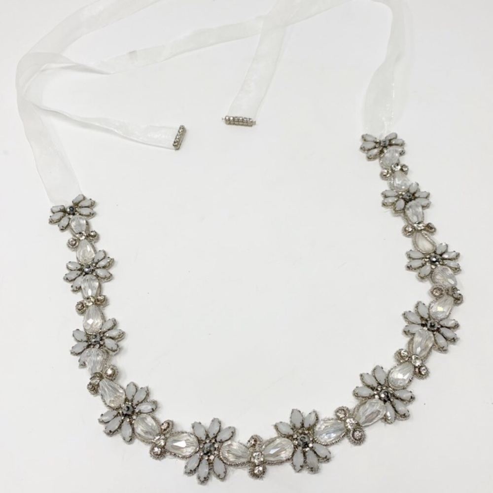 BHLDN Flower Crystal Embellished Bridal Sash